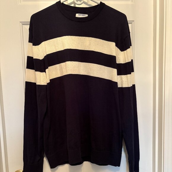 Men's Navy Striped Crewneck - Picture 1 of 3